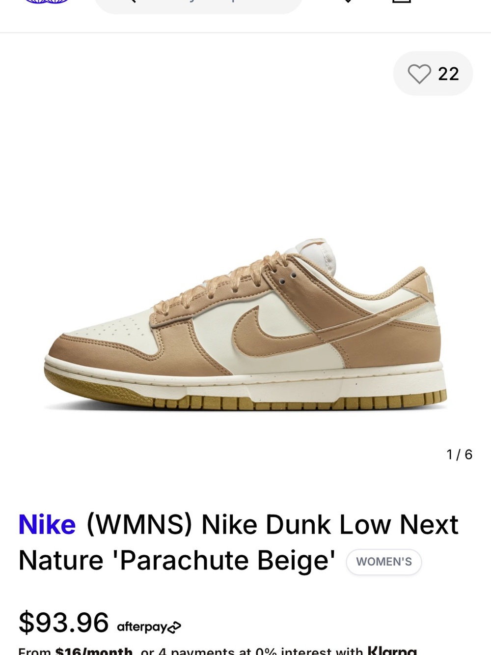 Nike Women's Dunk Low Sneaker in Parachute Beige and White